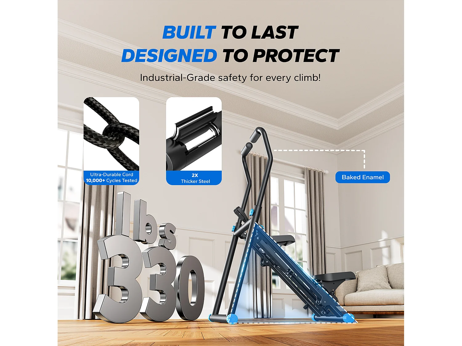 Stepper escalier vertical et pliable MERACH, 3 résistances, 3 hauteurs, guidon 3 positions, écran LCD, gain de place