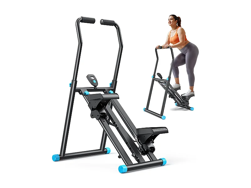 Stepper escalier vertical et pliable MERACH, 3 résistances, 3 hauteurs, guidon 3 positions, écran LCD, gain de place