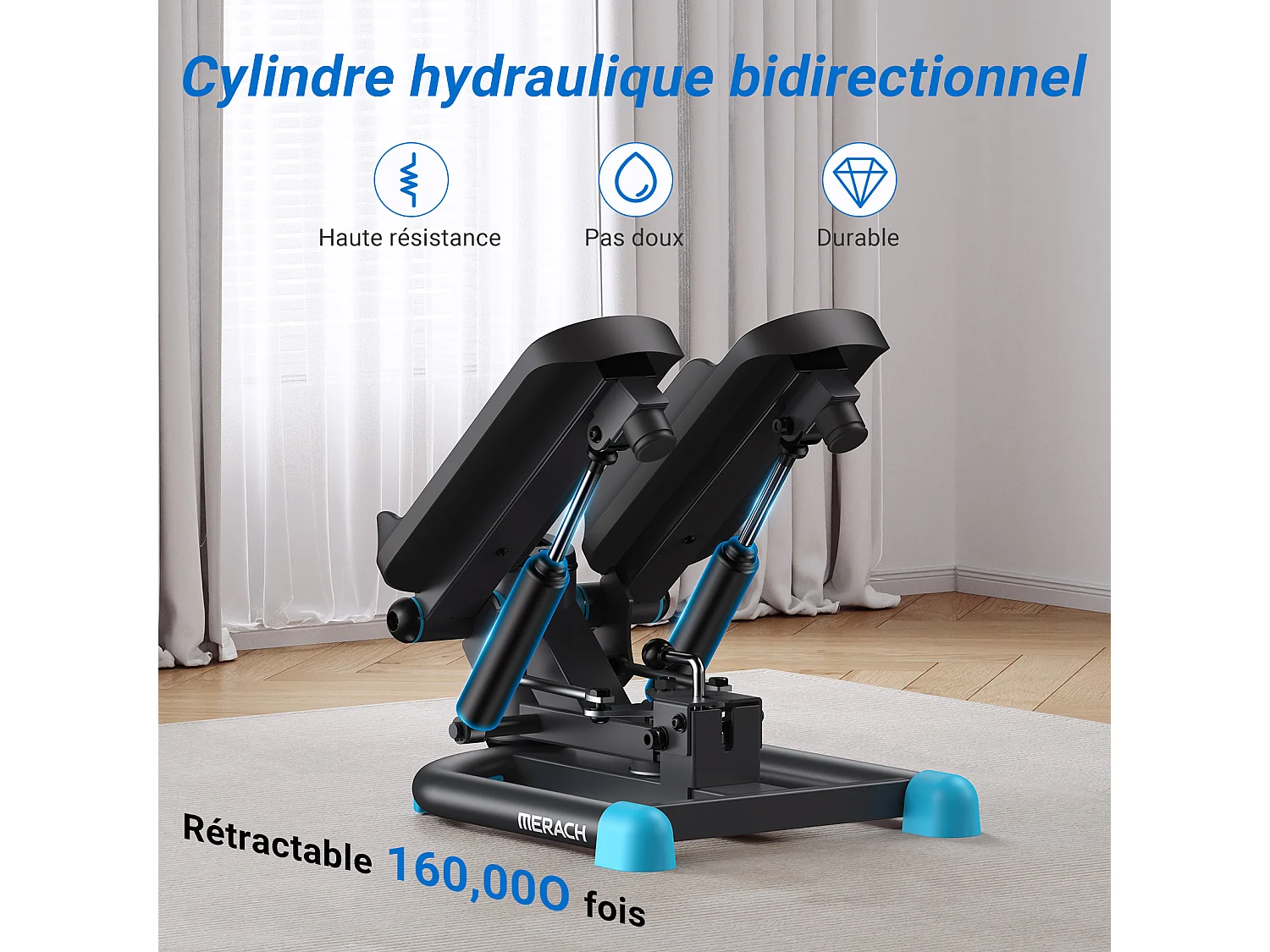 MERACH Mini Stepper voor thuis - Swing Stepper - met LCD-monitor en weerstandsbanden - Tot 150 kg - Twist Stepper voor effectieve been-arm-biltraining