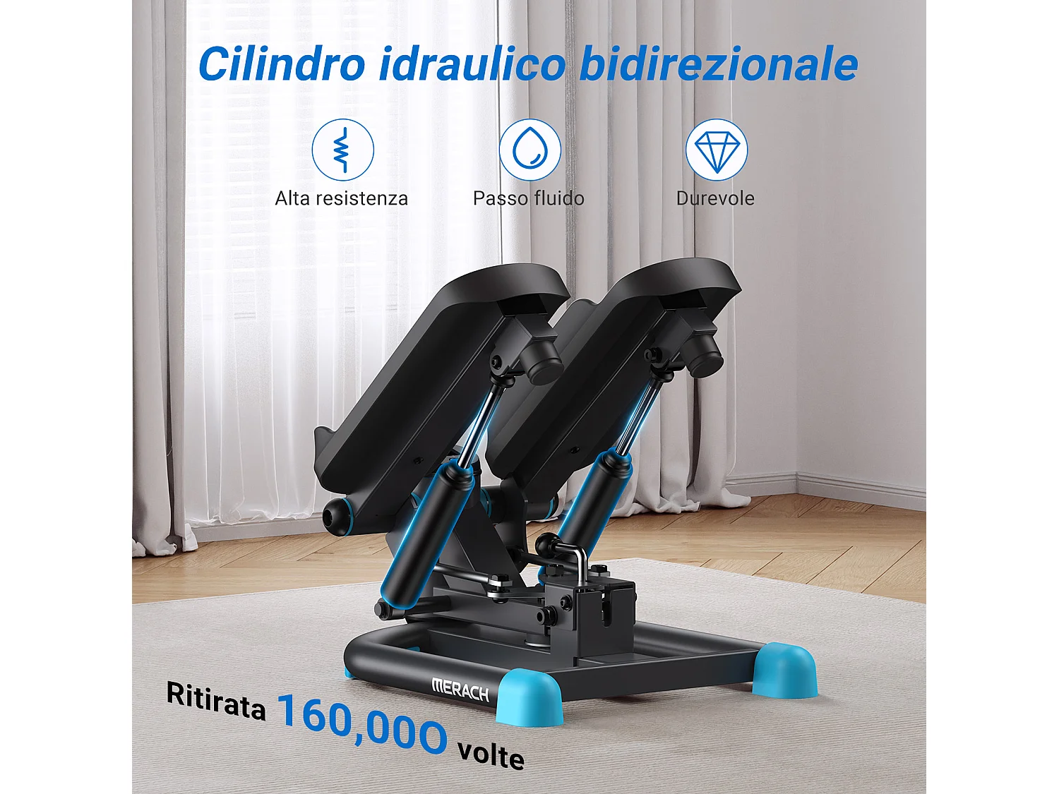 MERACH Mini Stepper voor thuis - Swing Stepper - met LCD-monitor en weerstandsbanden - Tot 150 kg - Twist Stepper voor effectieve been-arm-biltraining