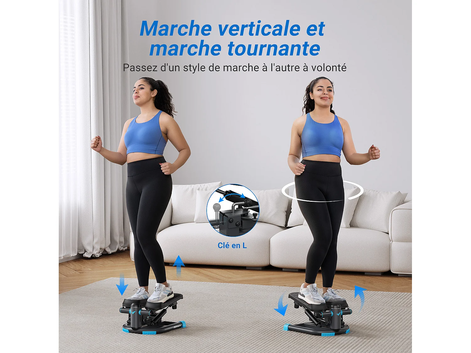MERACH Mini Stepper voor thuis - Swing Stepper - met LCD-monitor en weerstandsbanden - Tot 150 kg - Twist Stepper voor effectieve been-arm-biltraining