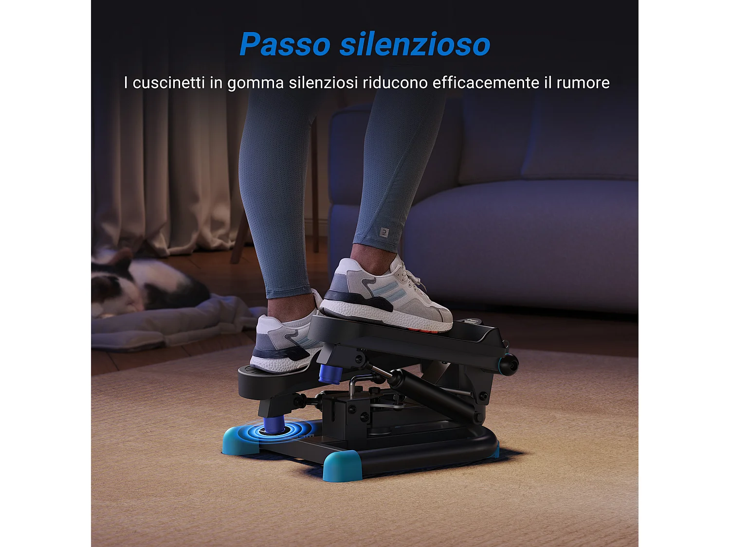 MERACH Mini Stepper voor thuis - Swing Stepper - met LCD-monitor en weerstandsbanden - Tot 150 kg - Twist Stepper voor effectieve been-arm-biltraining