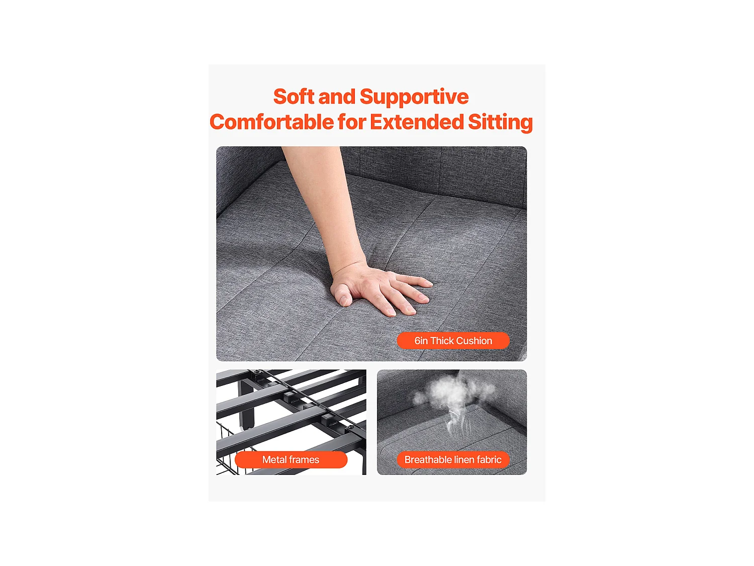 Canapé-Lit Convertible SucceBuy, pour Bureau Dossier Réglable sur 5 Niveaux, Gris