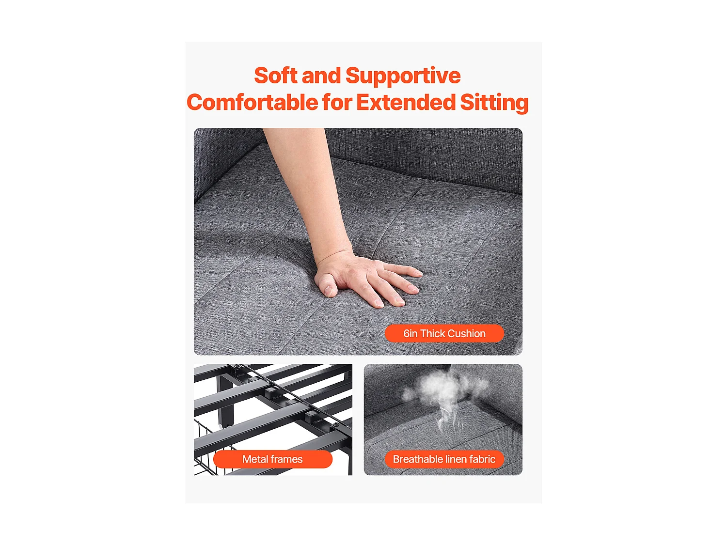 Canapé-Lit Convertible SucceBuy, pour Bureau Dossier Réglable sur 5 Niveaux, Gris