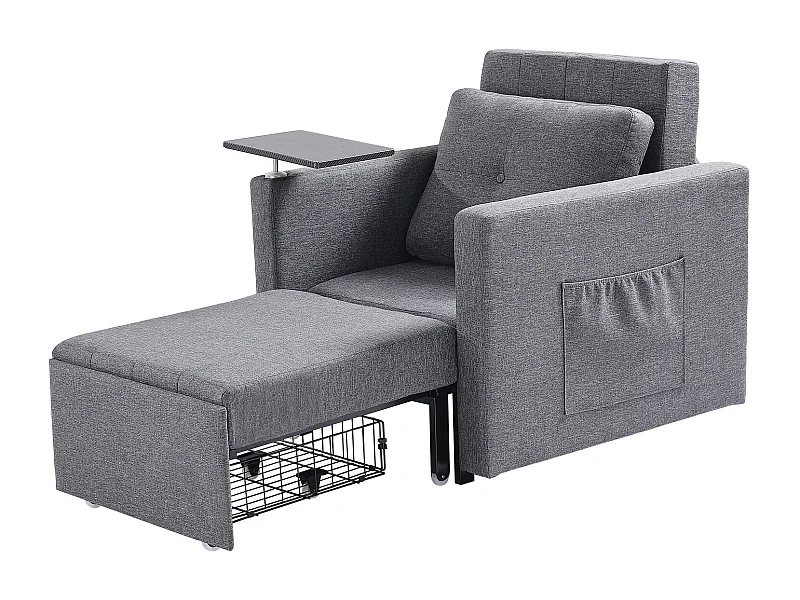 Divano-Letto Convertibile SucceBuy, per Ufficio Schienale Regolabile su 5 Livelli, Grigio