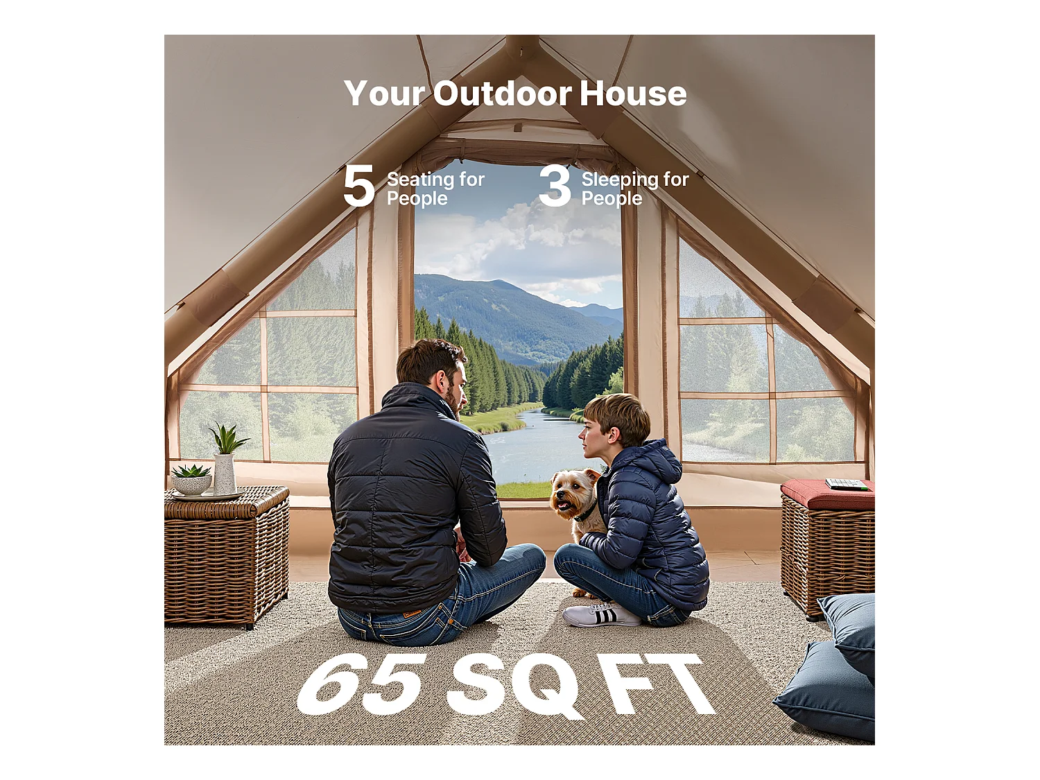 Tente de Camping SucceBuy, Gonflable de Glamping pour 3 à 5 Personnes avec Pompe , pour Toute Aventure de Camping