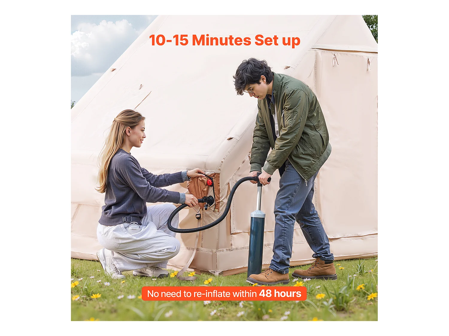 Tente de Camping SucceBuy, Gonflable de Glamping pour 3 à 5 Personnes avec Pompe , pour Toute Aventure de Camping