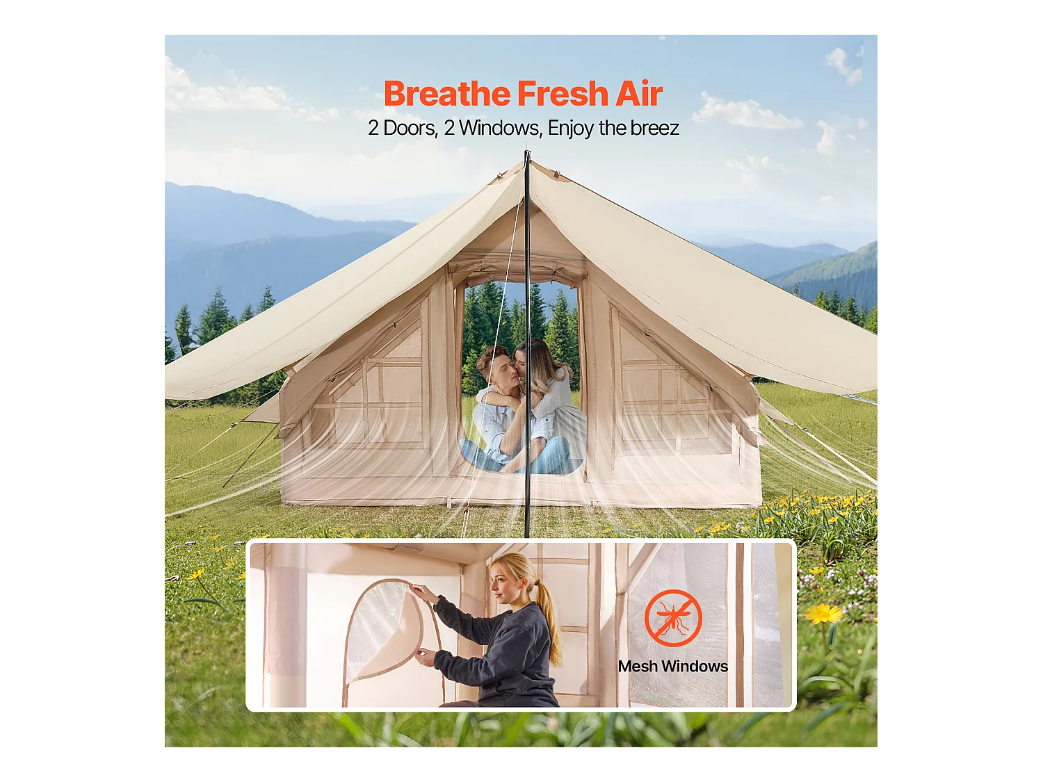 Tente de Camping SucceBuy, Gonflable de Glamping pour 3 à 5 Personnes avec Pompe , pour Toute Aventure de Camping