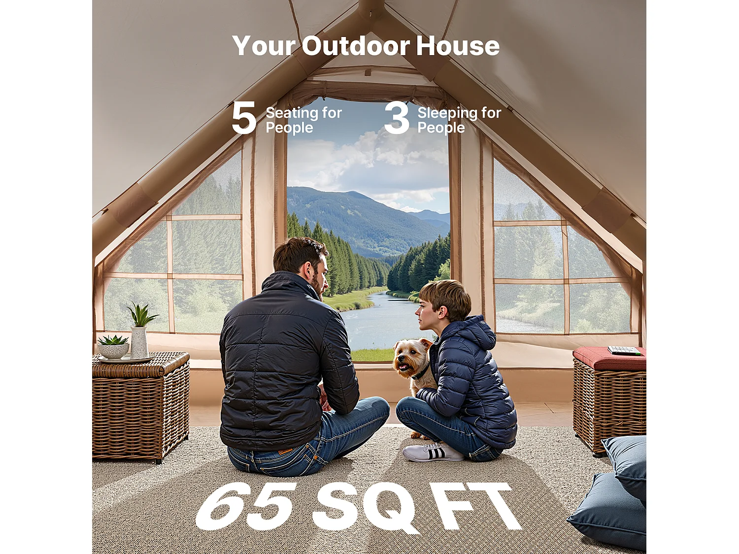 Tente de Camping SucceBuy, Gonflable de Glamping pour 3 à 5 Personnes avec Pompe , pour Toute Aventure de Camping