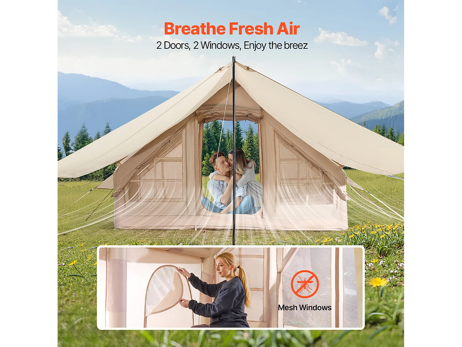 Tente de Camping SucceBuy, Gonflable de Glamping pour 3 à 5 Personnes avec Pompe , pour Toute Aventure de Camping