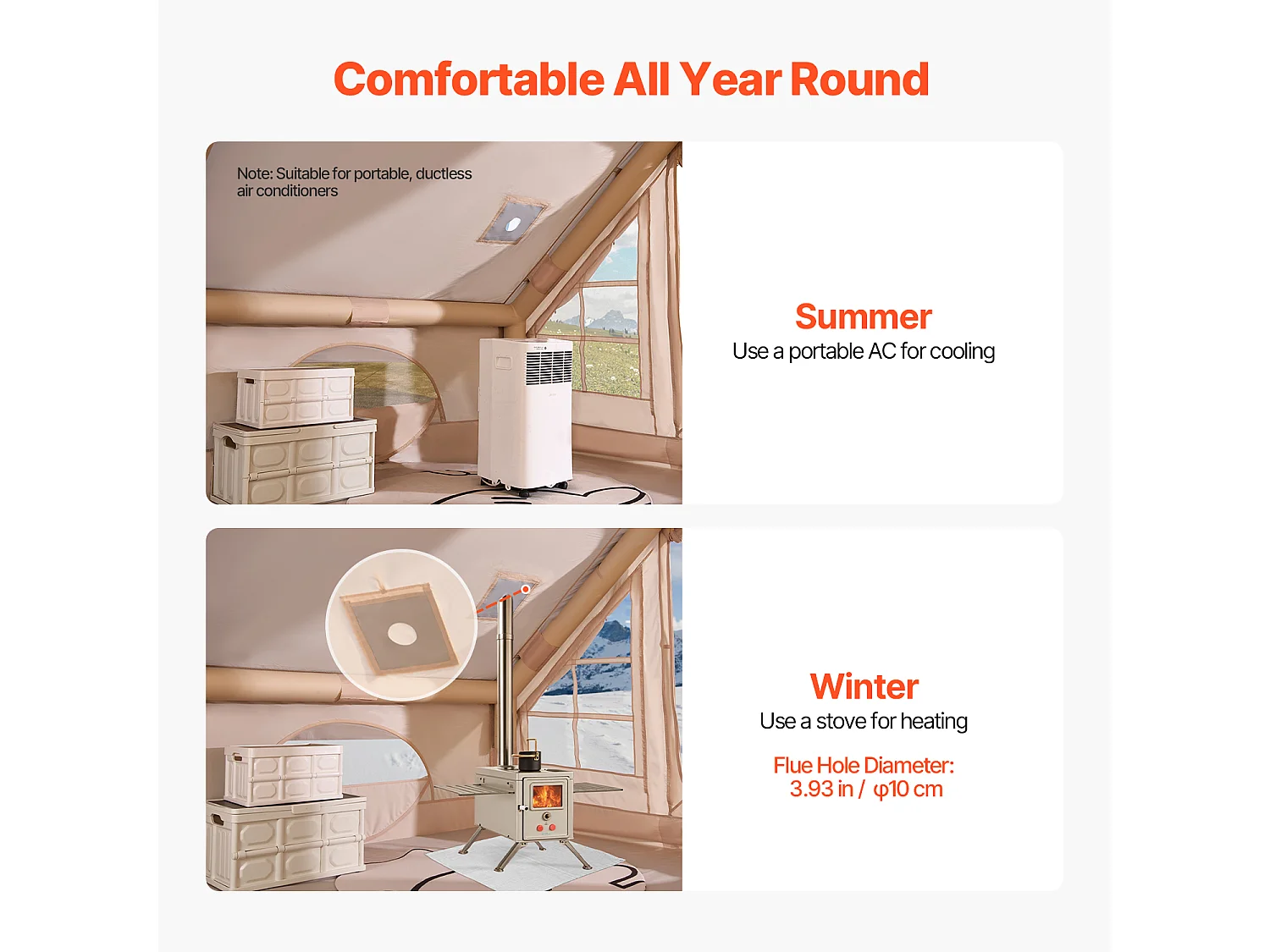 Tente de Camping SucceBuy, Gonflable de Glamping pour 3 à 5 Personnes avec Pompe , pour Toute Aventure de Camping