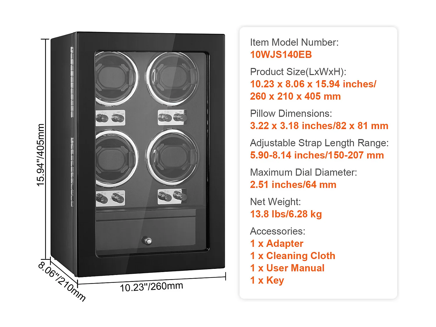 Cargador de Relojes Automáticos SucceBuy, para 4 Relojes Automáticos con 4 Motores Mabuchi Silenciosos