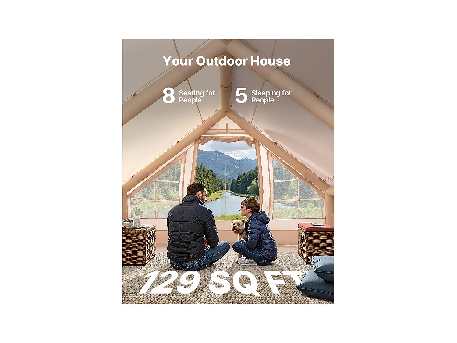 Tenda da Campeggio SucceBuy, Gonfiabile per Glamping per 5 a 8 Persone con Pompa , per Qualsiasi Avventura in Campeggio