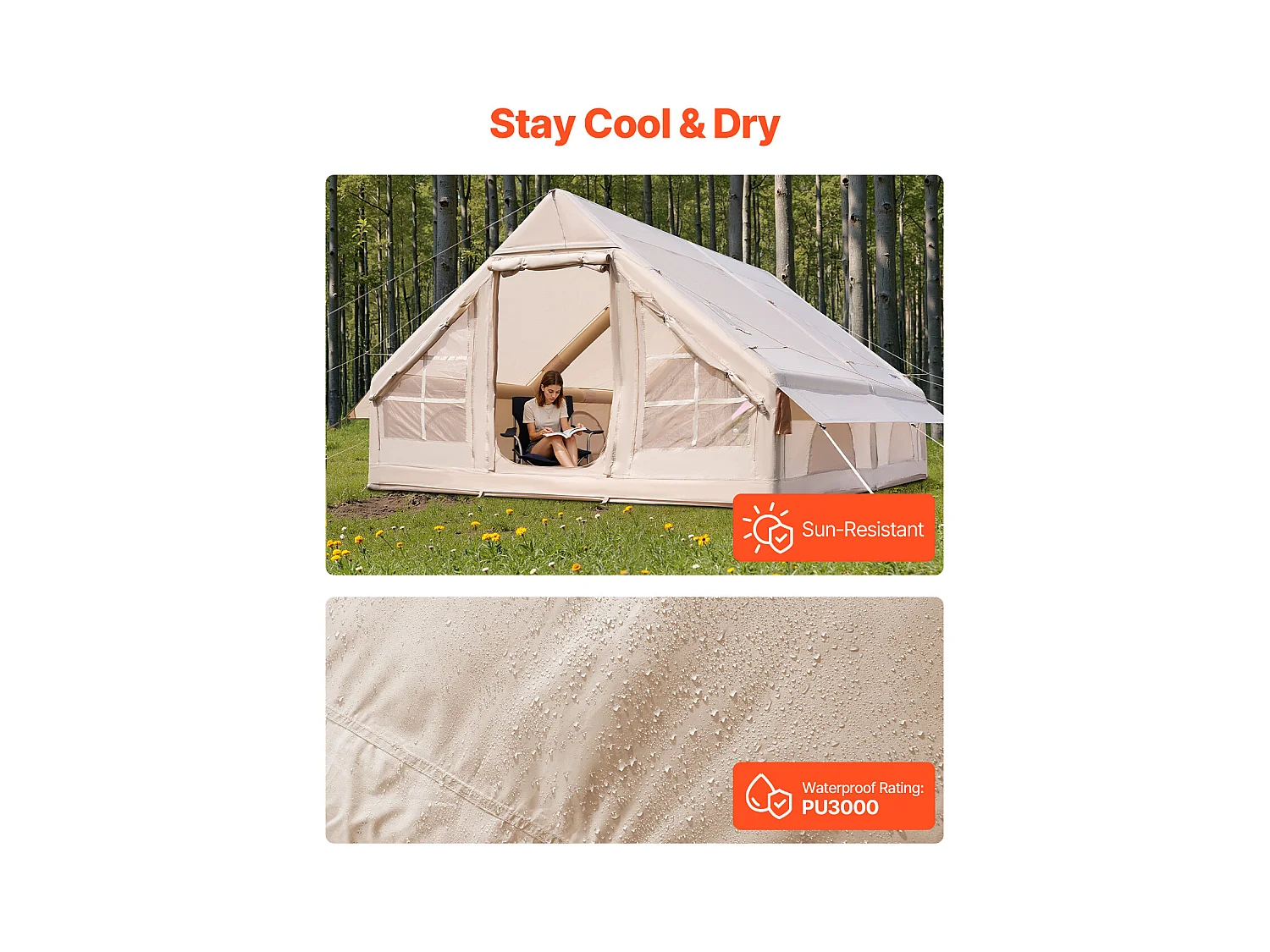 Tenda da Campeggio SucceBuy, Gonfiabile per Glamping per 5 a 8 Persone con Pompa , per Qualsiasi Avventura in Campeggio