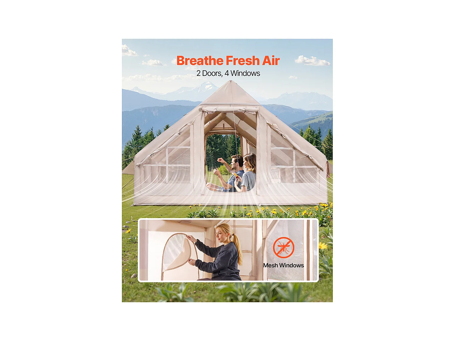 Tenda da Campeggio SucceBuy, Gonfiabile per Glamping per 5 a 8 Persone con Pompa , per Qualsiasi Avventura in Campeggio