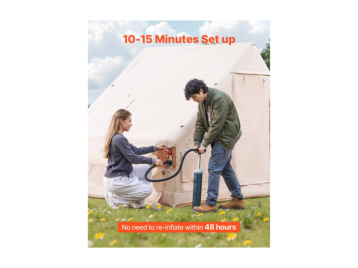 Tente de Camping SucceBuy, Gonflable de Glamping pour 5 à 8 Personnes avec Pompe , pour Toute Aventure de Camping