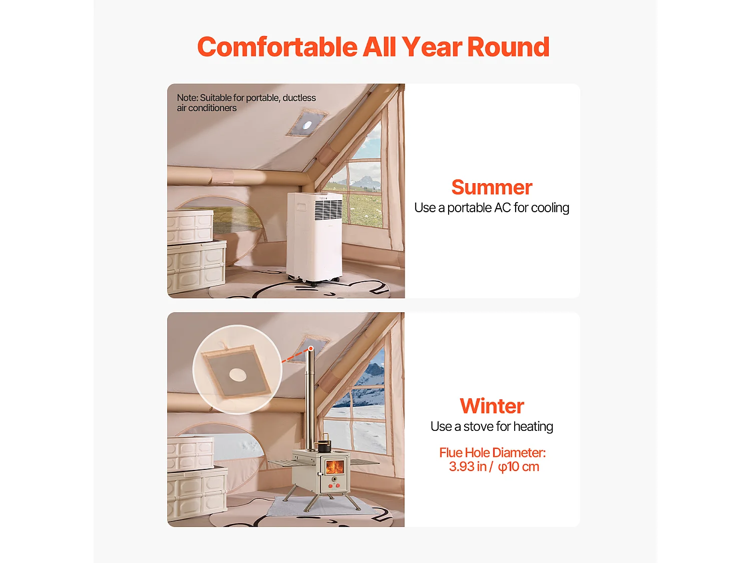 Tente de Camping SucceBuy, Gonflable de Glamping pour 5 à 8 Personnes avec Pompe , pour Toute Aventure de Camping