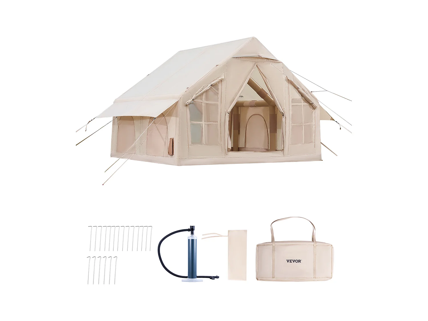 Tente de Camping SucceBuy, Gonflable de Glamping pour 4 à 6 Personnes avec Pompe , pour Toute Aventure de Camping