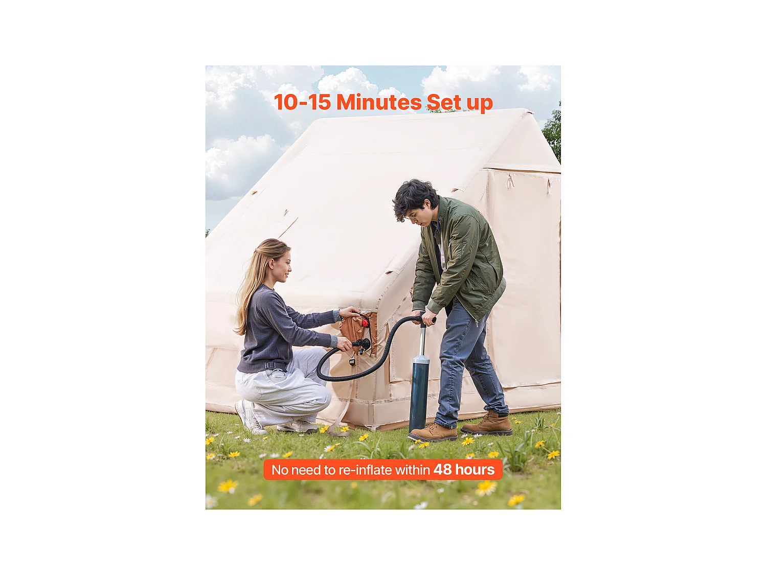 Tente de Camping SucceBuy, Gonflable de Glamping pour 4 à 6 Personnes avec Pompe , pour Toute Aventure de Camping