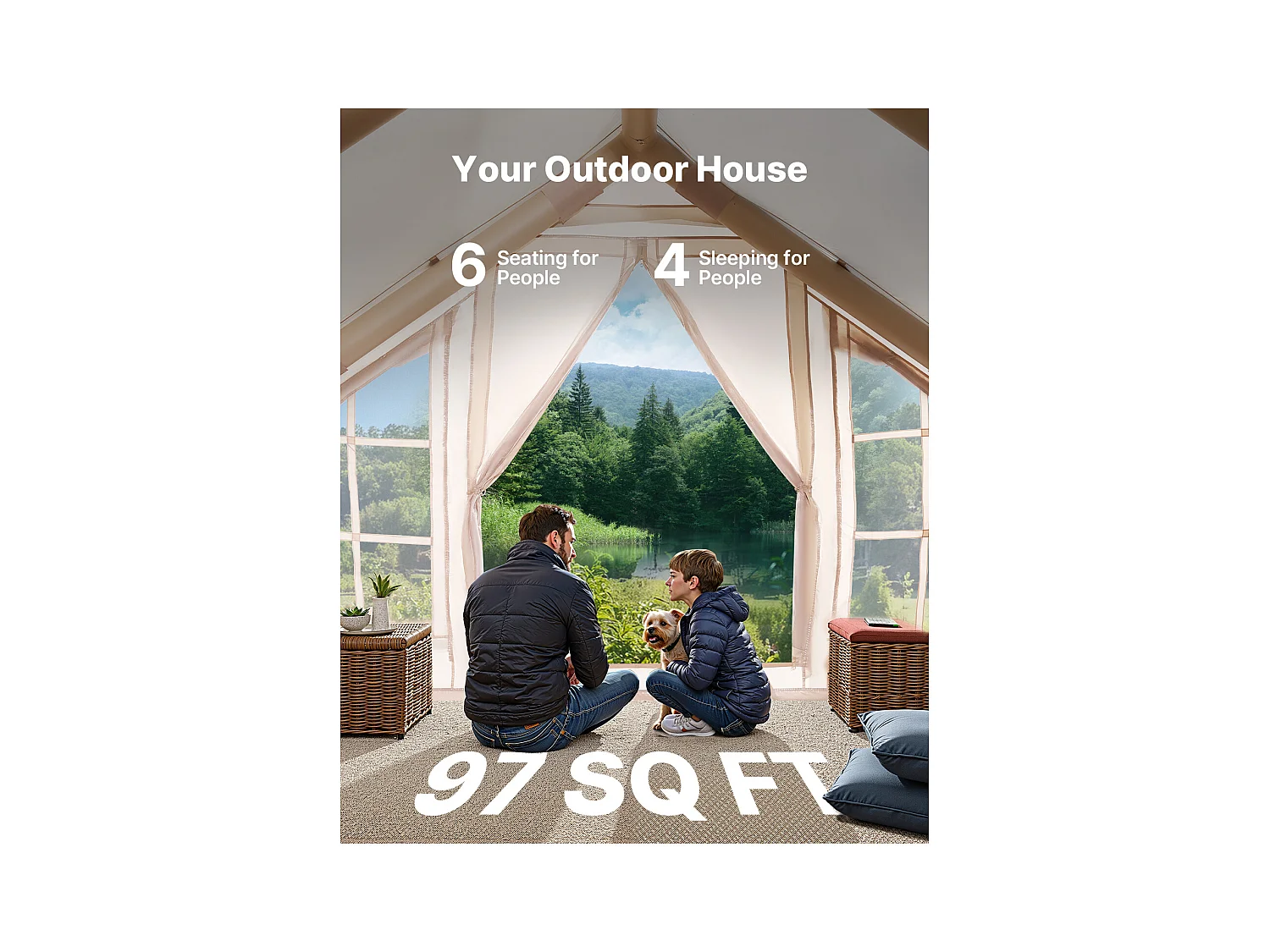 Tente de Camping SucceBuy, Gonflable de Glamping pour 4 à 6 Personnes avec Pompe , pour Toute Aventure de Camping