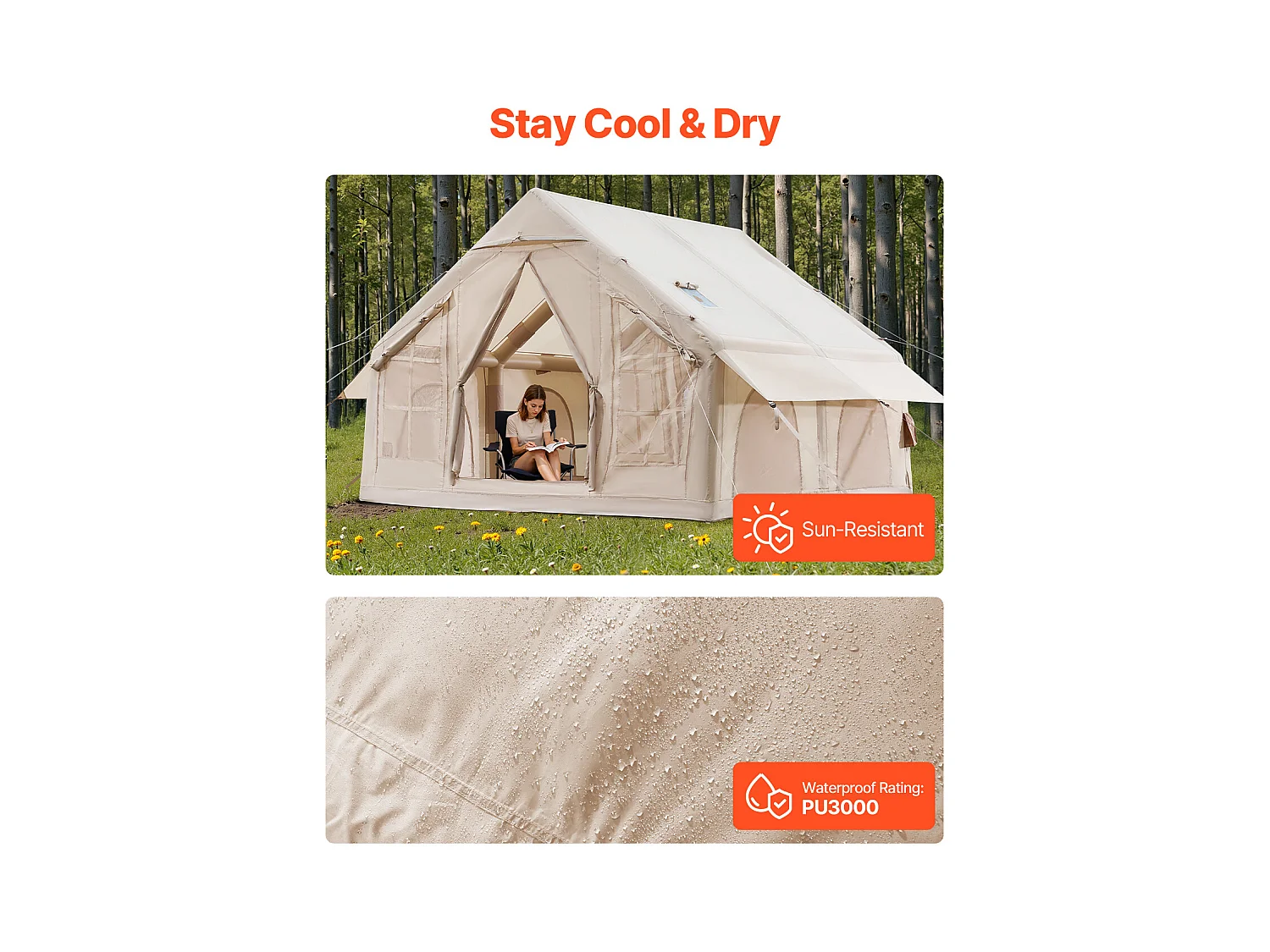 Tente de Camping SucceBuy, Gonflable de Glamping pour 4 à 6 Personnes avec Pompe , pour Toute Aventure de Camping