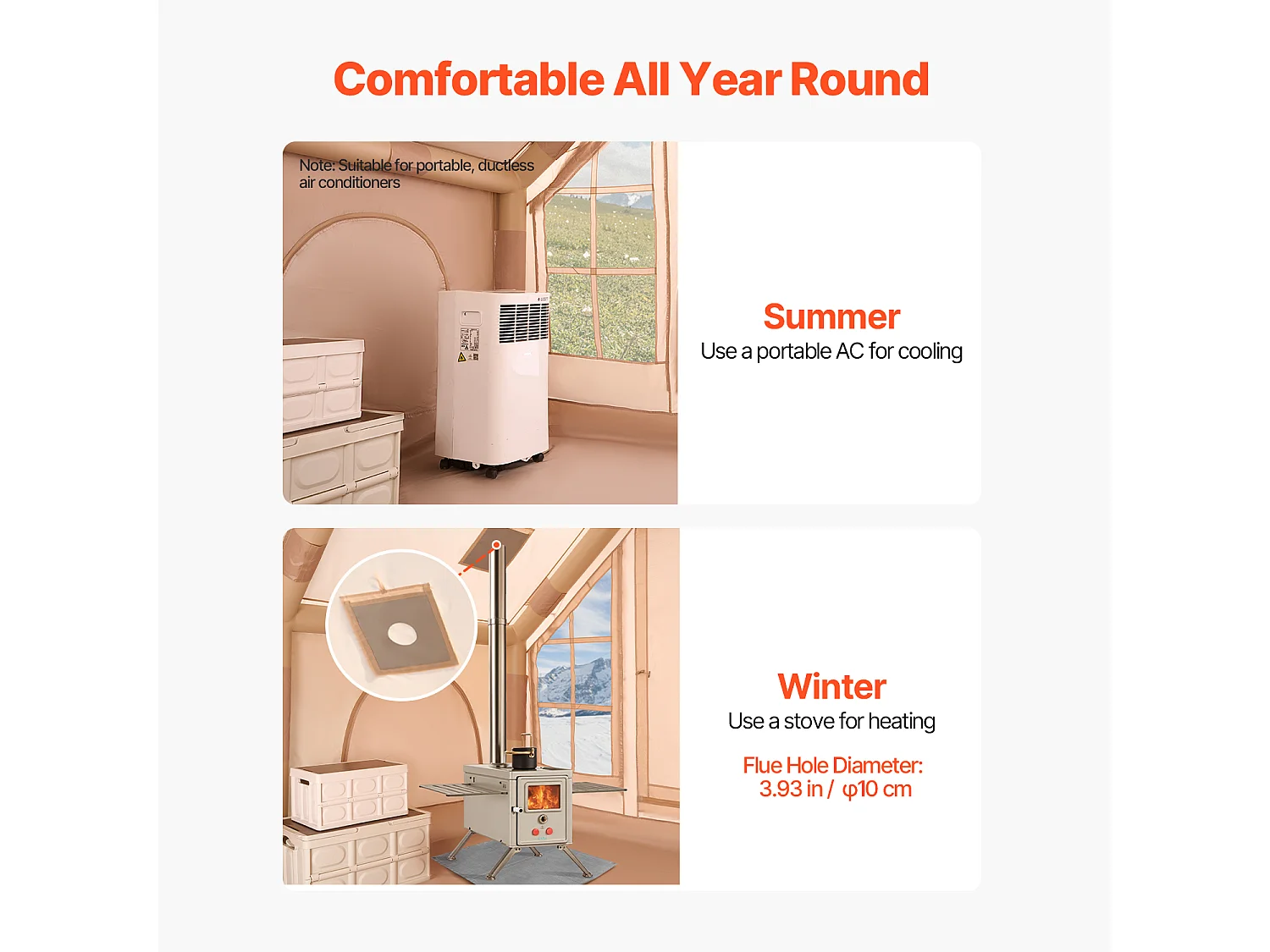 Tente de Camping SucceBuy, Gonflable de Glamping pour 4 à 6 Personnes avec Pompe , pour Toute Aventure de Camping