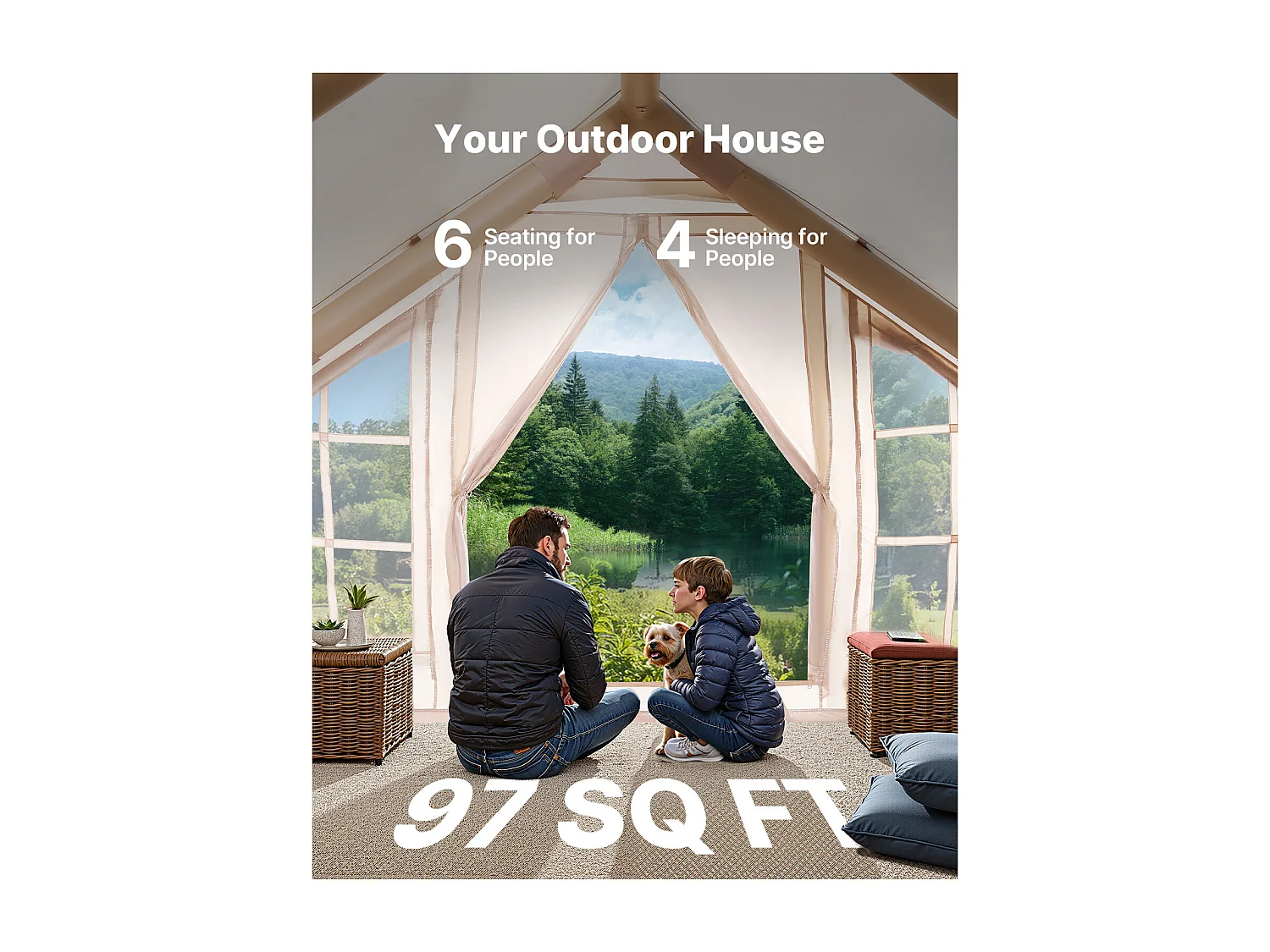 Tente de Camping SucceBuy, Gonflable de Glamping pour 4 à 6 Personnes avec Pompe , pour Toute Aventure de Camping