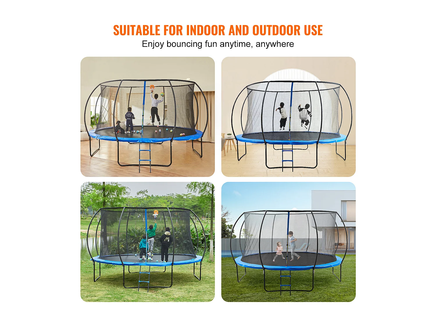 Trampoline Récréatif Extérieur SucceBuy, 426,7 cm pour Enfants avec Filet de Sécurité