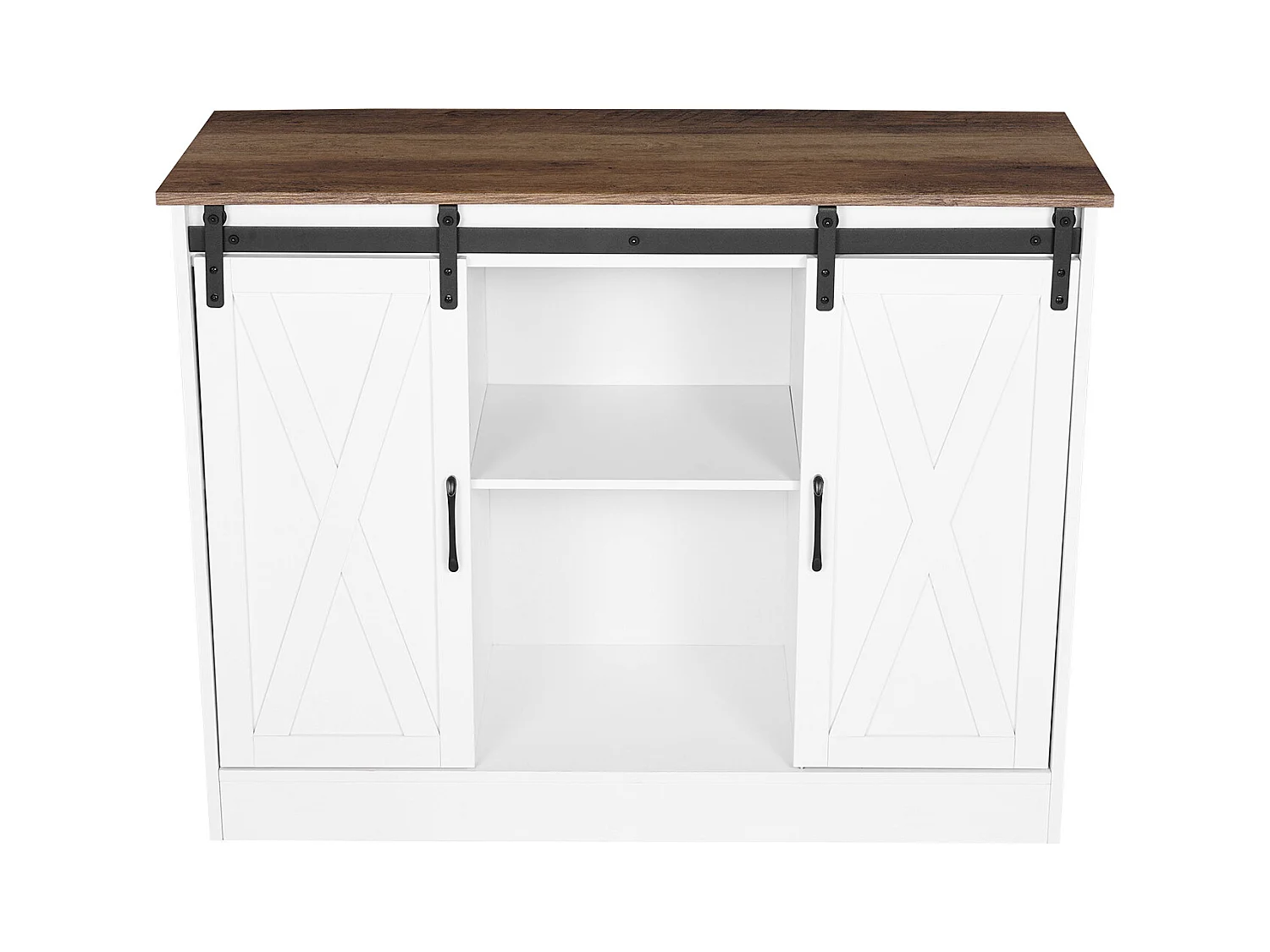 Meuble de Bar à Café SucceBuy, 106 x 40 x 81,5 cm, à 3 Niveaux avec Portes de Grange