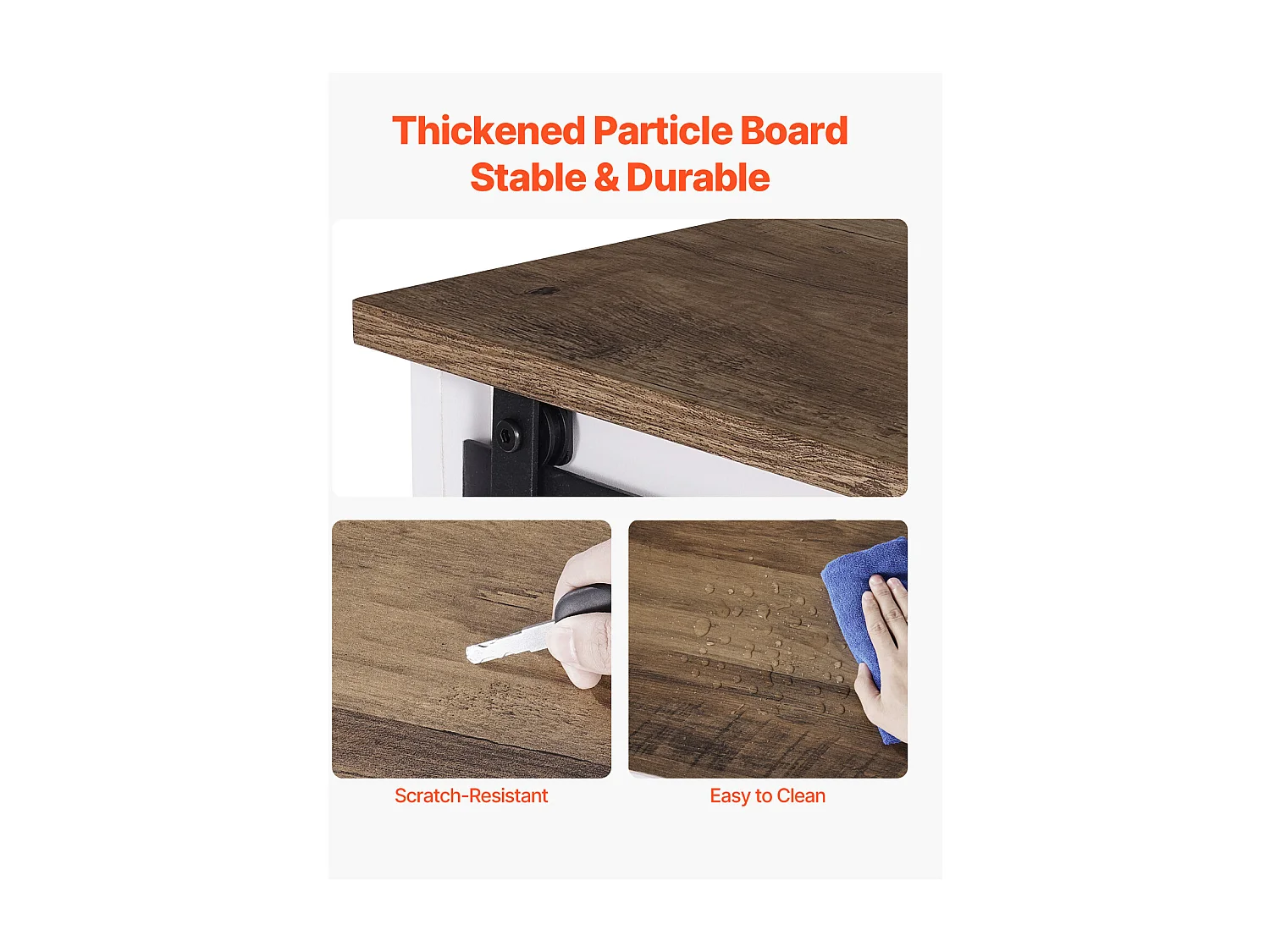 Meuble de Bar à Café SucceBuy, 106 x 40 x 81,5 cm, à 3 Niveaux avec Portes de Grange