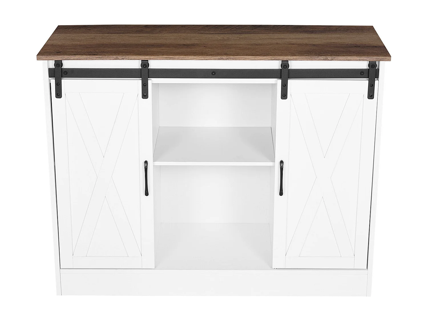 Meuble de Bar à Café SucceBuy, 106 x 40 x 81,5 cm, à 3 Niveaux avec Portes de Grange