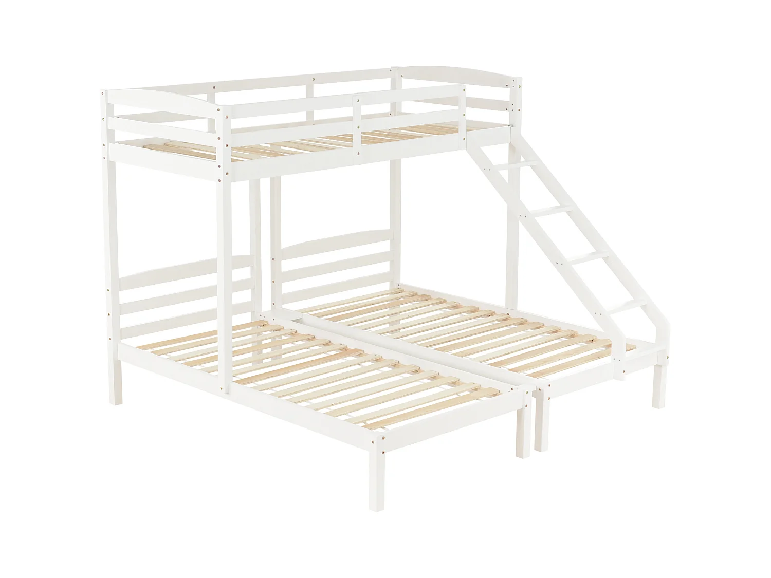 Lit triple superposé avec échelle latérale pour enfants et adolescents, blanc (90 x 200 cm)