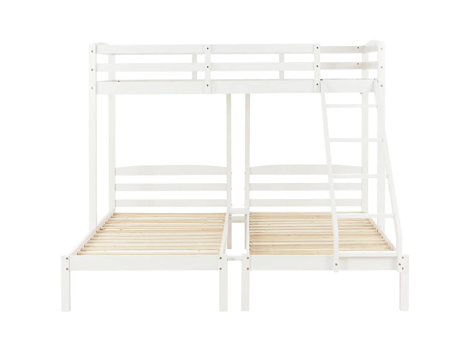 Lit triple superposé avec échelle latérale pour enfants et adolescents, blanc (90 x 200 cm)