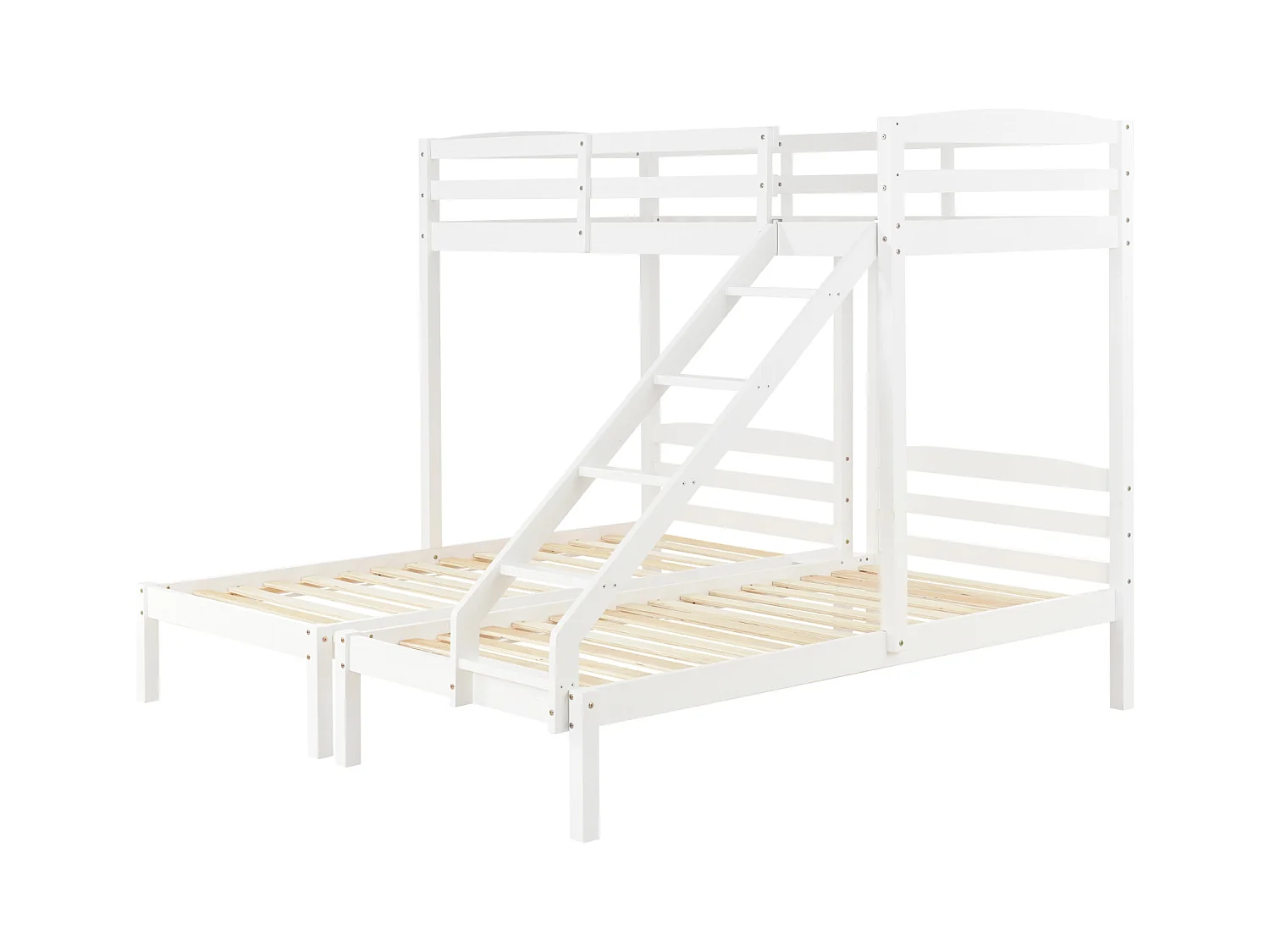 Lit triple superposé avec échelle latérale pour enfants et adolescents, blanc (90 x 200 cm)