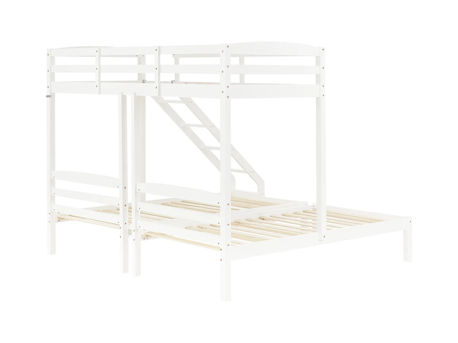 Lit triple superposé avec échelle latérale pour enfants et adolescents, blanc (90 x 200 cm)