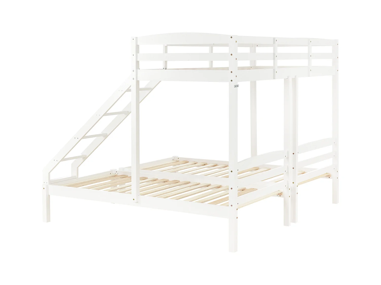 Lit triple superposé avec échelle latérale pour enfants et adolescents, blanc (90 x 200 cm)