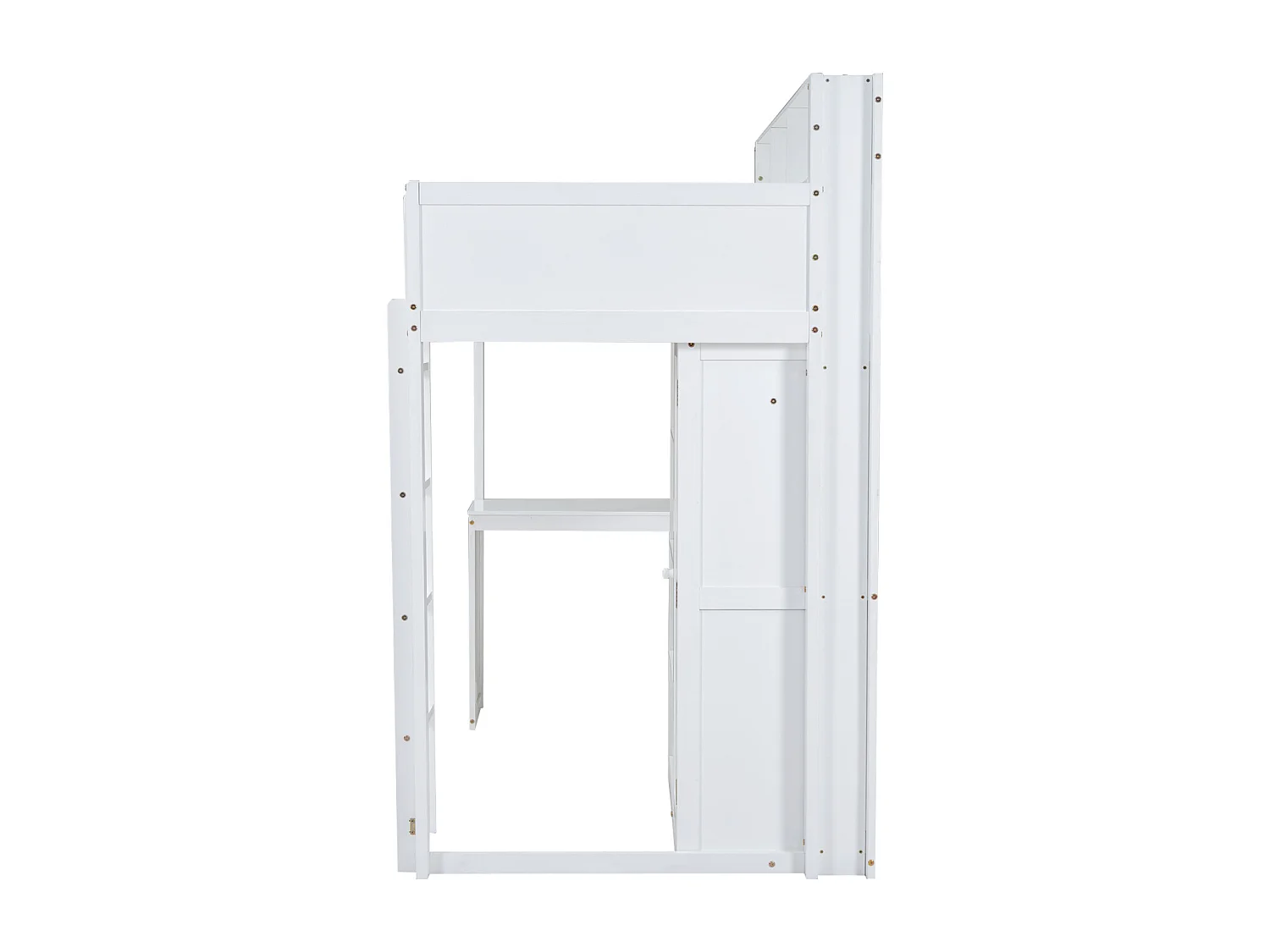 Beliche, mesa+guarda-roupa, portão segurança, escada 4 degraus, pinho+MDF, branco, 90x200cm