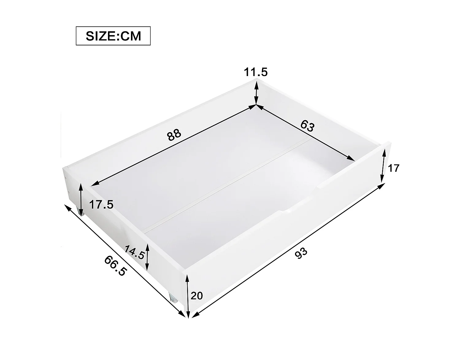 Lit cabane 2 tiroirs, lit simple, divan, lit enfant 2 fenêtres, structure en pin, MDF, blanc (200x90cm)