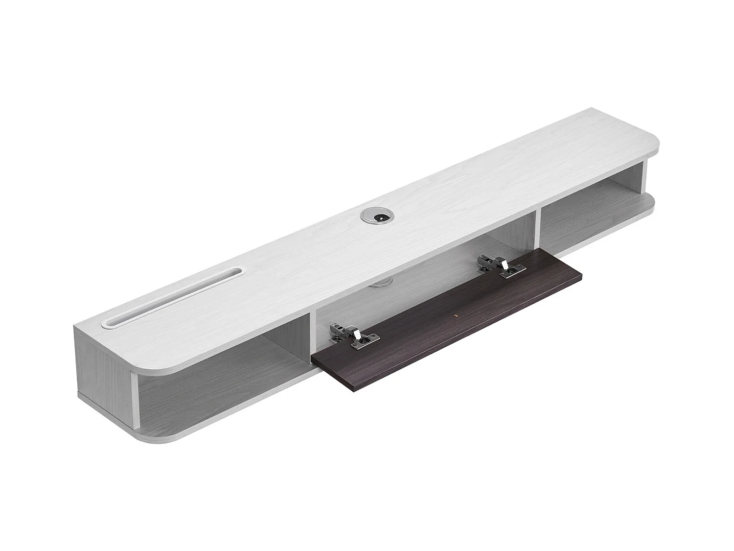 Meuble TV Flottant SucceBuy, Console Multimédia Murale 140 cm avec Rangement, Blanc