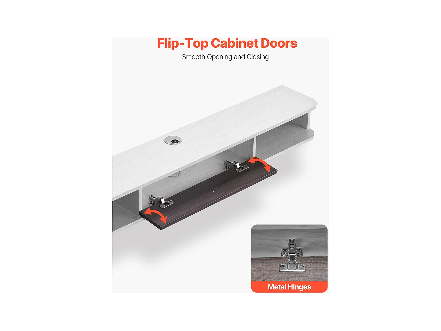 Meuble TV Flottant SucceBuy, Console Multimédia Murale 140 cm avec Rangement, Blanc