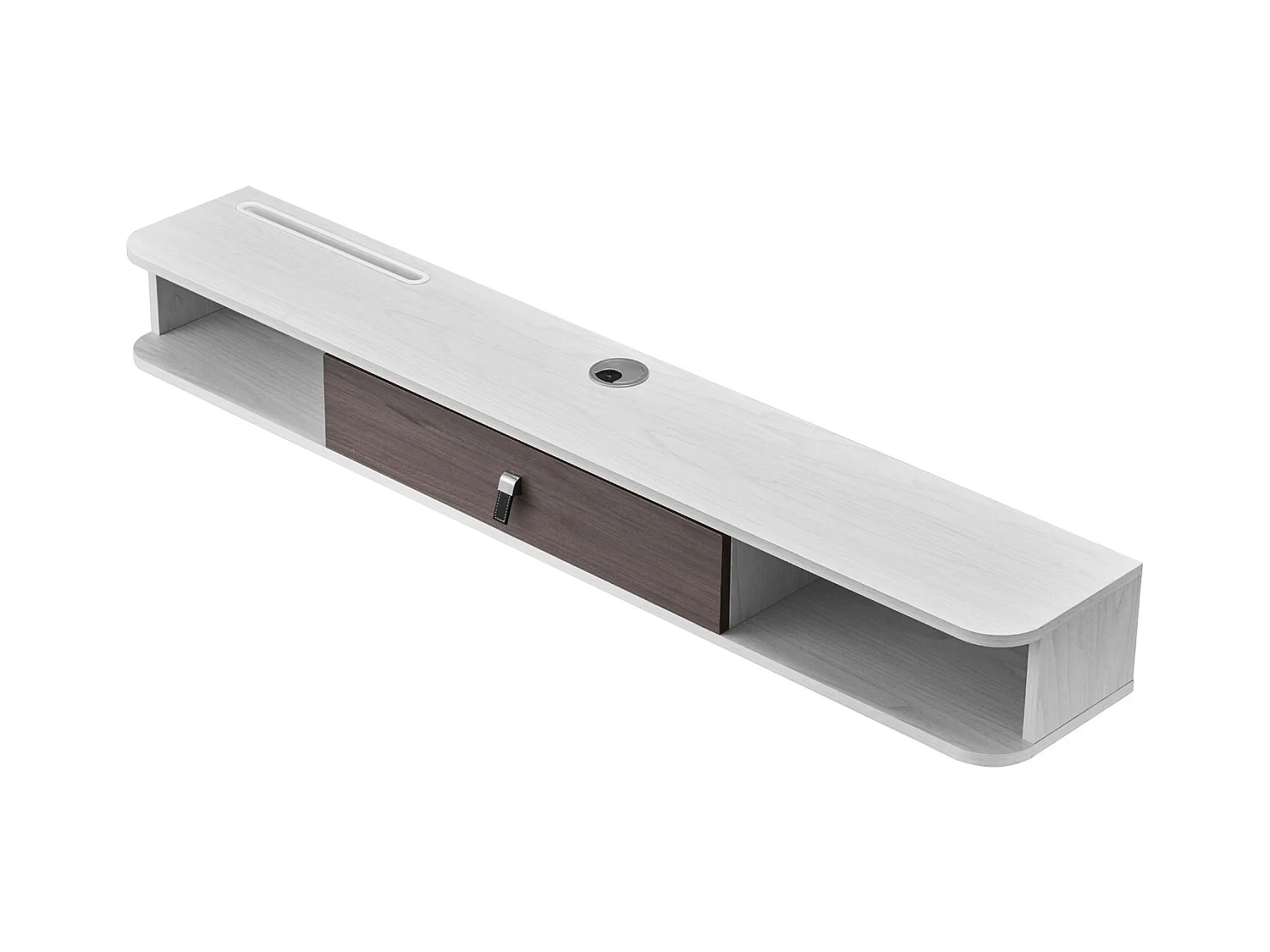 Meuble TV Flottant SucceBuy, Console Multimédia Murale 140 cm avec Rangement, Blanc