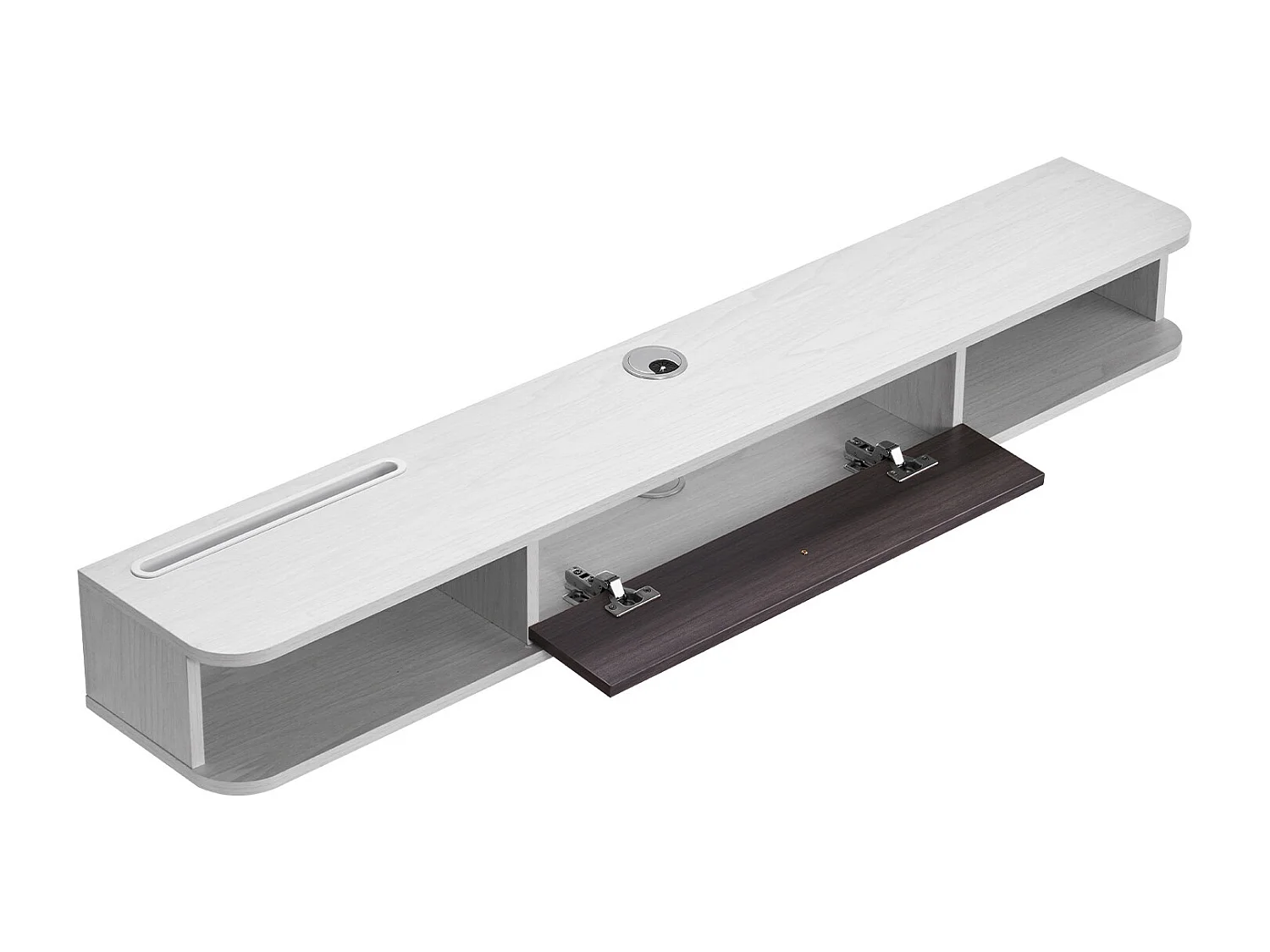 Zwevend TV-Meubel SucceBuy, Multimediale Wandconsole 140 cm met Opbergruimte, Wit