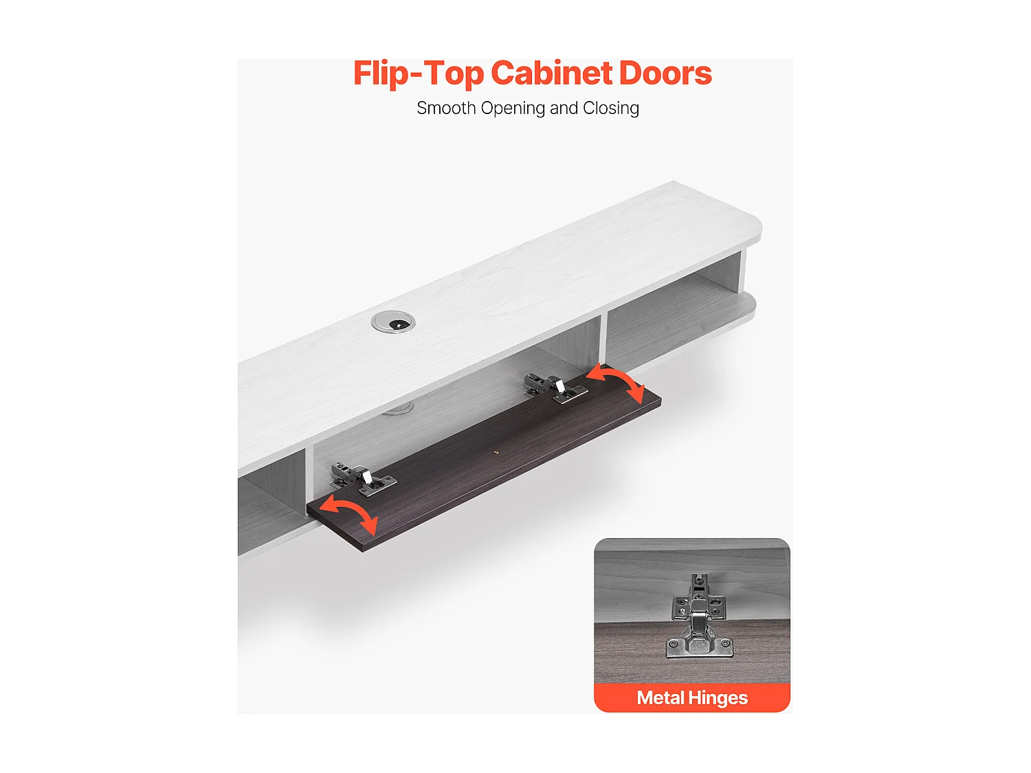 Zwevend TV-Meubel SucceBuy, Multimediale Wandconsole 140 cm met Opbergruimte, Wit