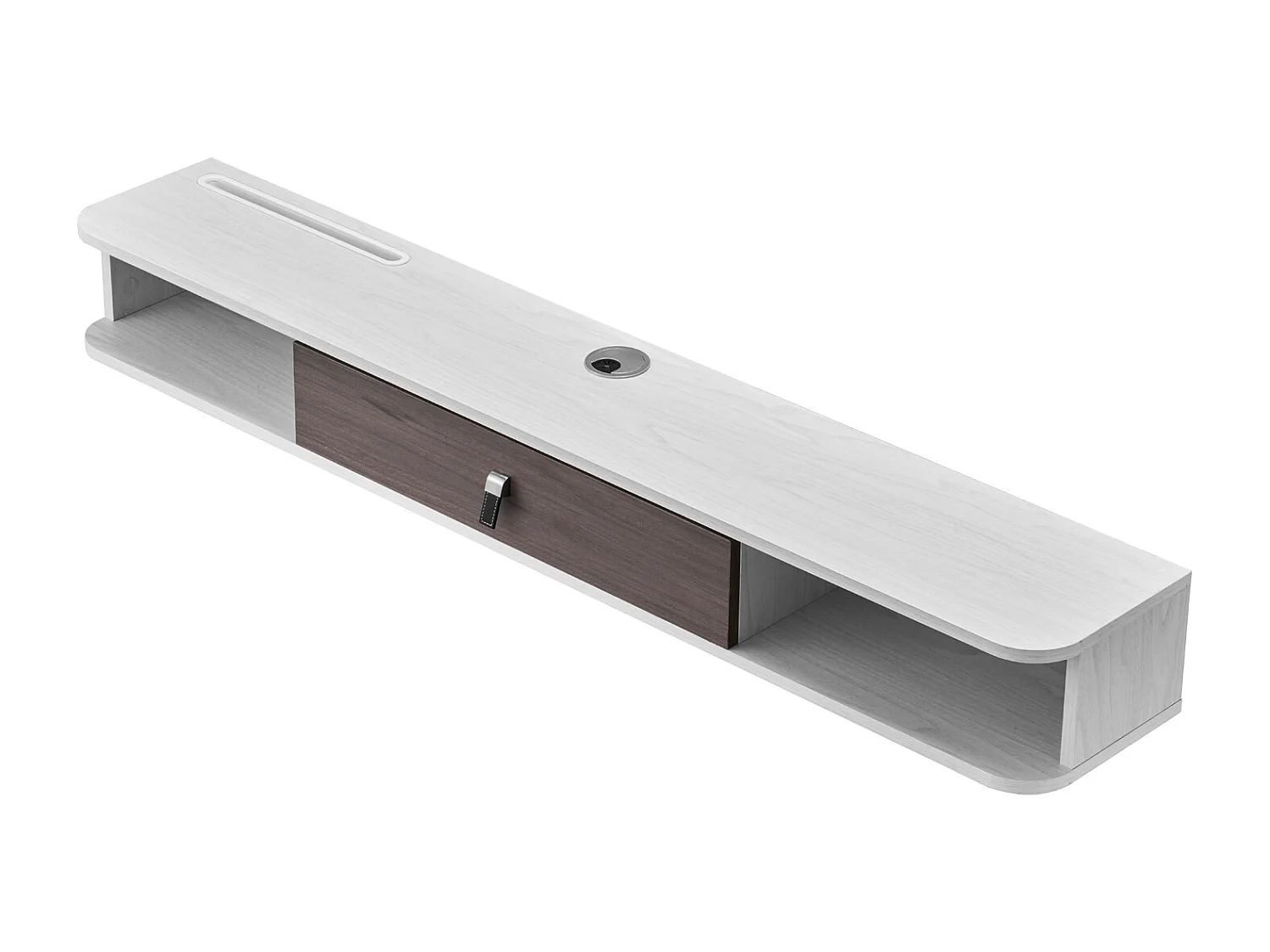 Zwevend TV-Meubel SucceBuy, Multimediale Wandconsole 140 cm met Opbergruimte, Wit