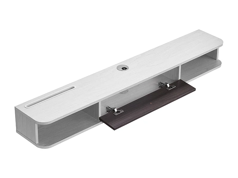 Mebel TV Pływający SucceBuy, Konsola Multimedialna Ścienna 140 cm Z Przechowywaniem, Biały