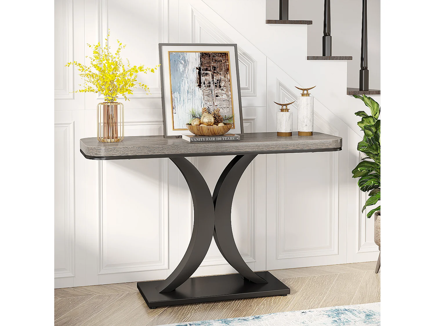 Table console industrielle pour entrée, 100 cm, table d'entrée étroite, table d'appoint pour salon