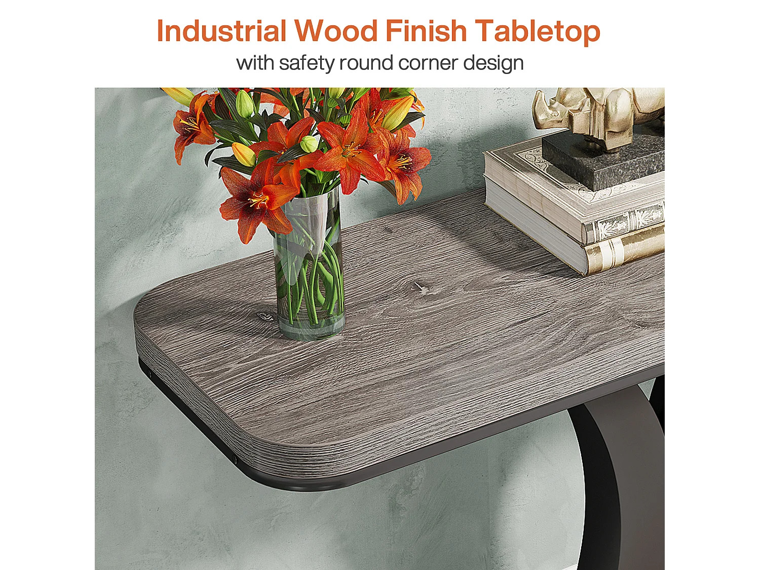 Table console industrielle pour entrée, 100 cm, table d'entrée étroite, table d'appoint pour salon