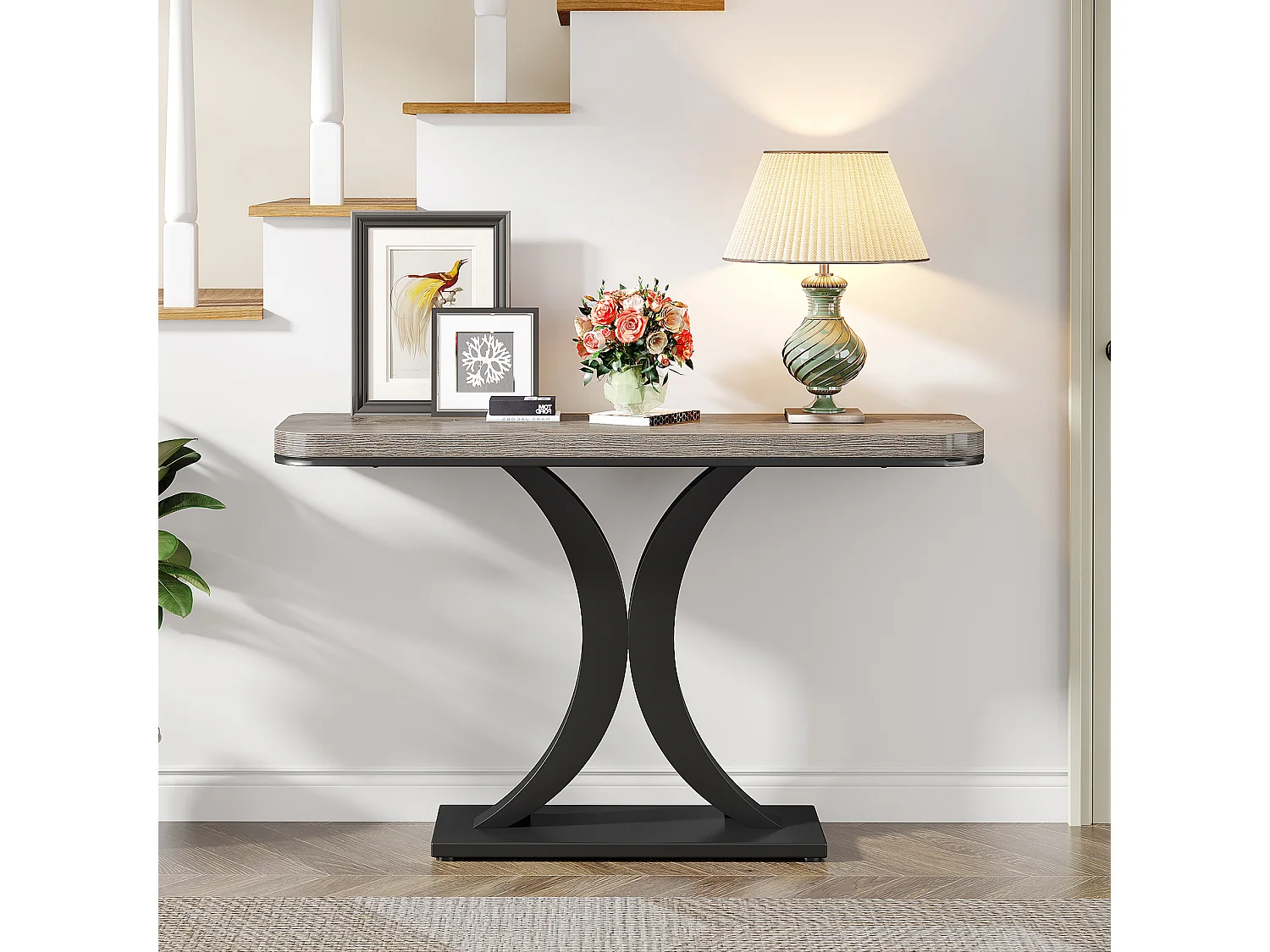 Table console industrielle pour entrée, 100 cm, table d'entrée étroite, table d'appoint pour salon