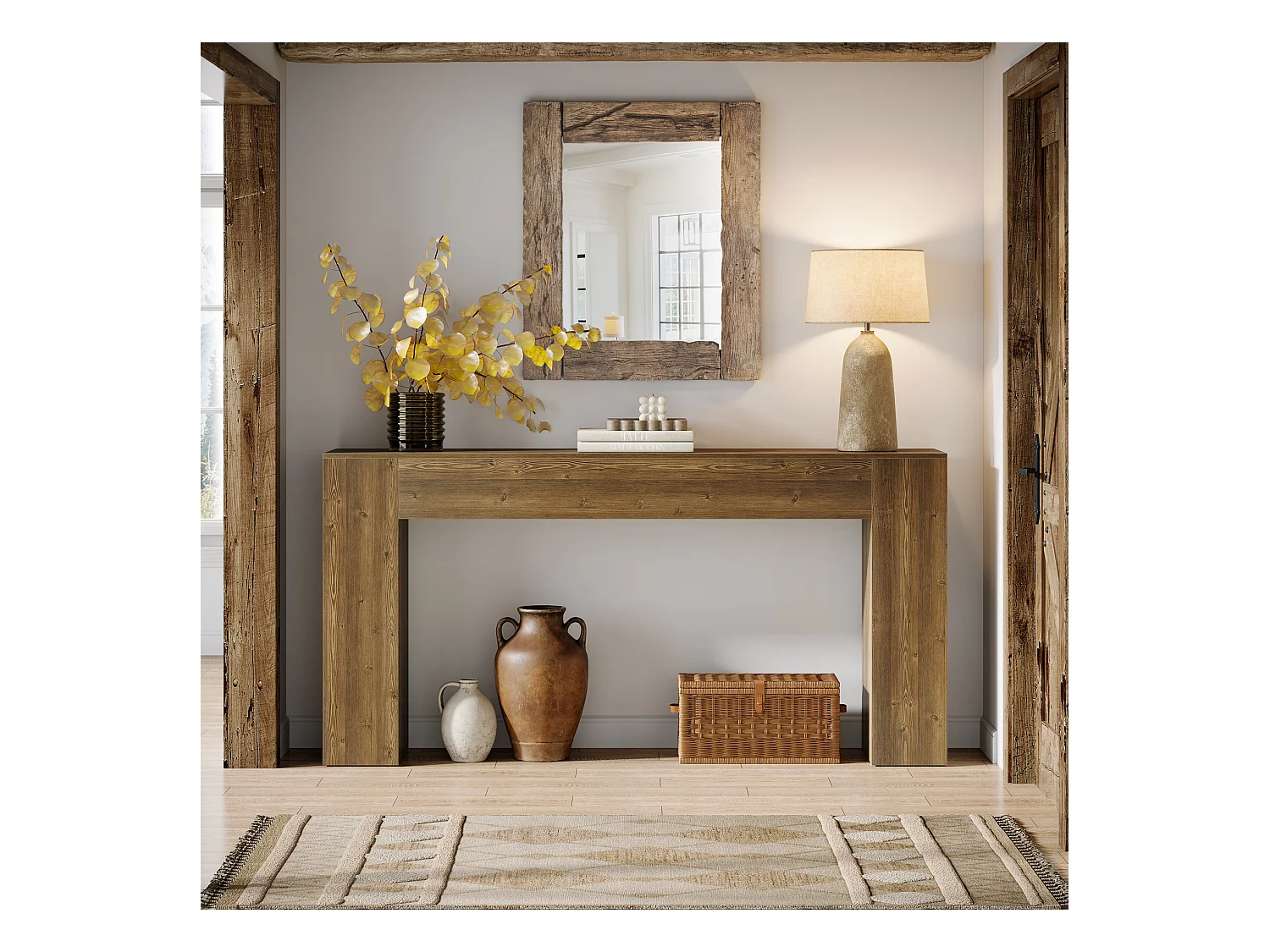 Table Console rectangulaire de 160 cm de Long, Table d'entrée rectangulaire derrière Le canapé