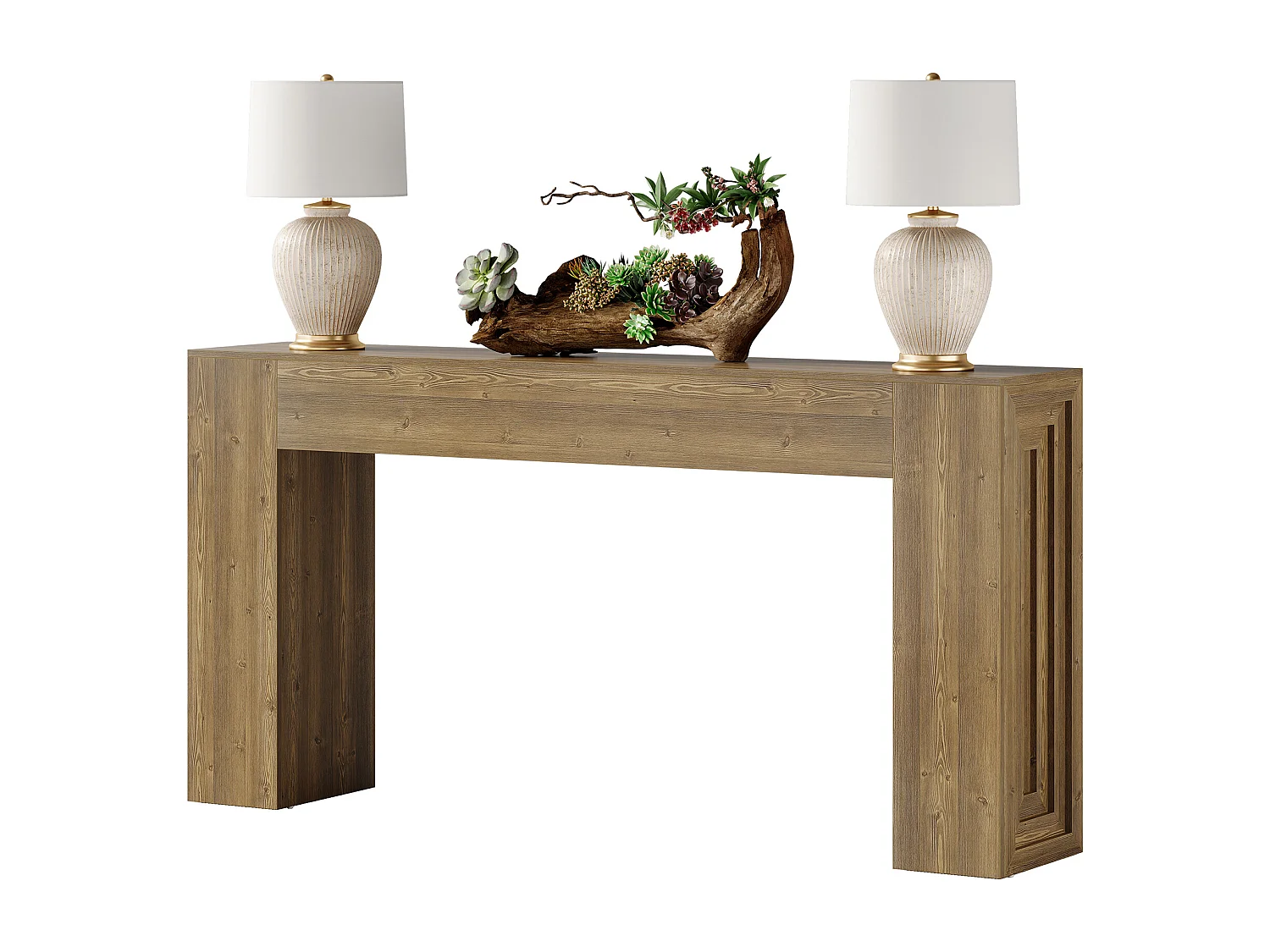 Mesa de console retangular com 160 cm de comprimento, mesa de entrada retangular atrás do sofá